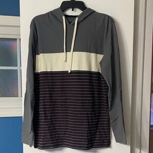 Zine Clothing Gray and Cream Striped Hoodie